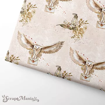 Отрез ткани 75х50 см "Волшебник. Сова на кремовом" (ScrapMania)