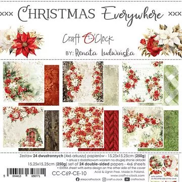 Набор бумаги 15х15 см "Christmas everywhere", 24 листа (CraftO'clock)