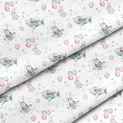 Отрез ткани 39х50 см "Зайки в самолете" (Cotton)