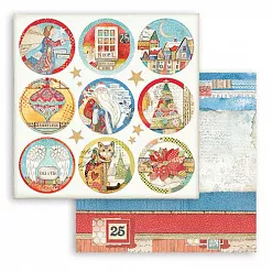 Бумага 30х30 см "Christmas Patchwork. Бирки" (Stamperia)