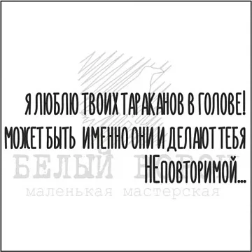 Штамп "Я люблю твоих тараканов" (Белый ворон)