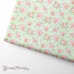 Отрез ткани 75х50 см "Свадебный букет. Цветы на зеленом" (ScrapMania)