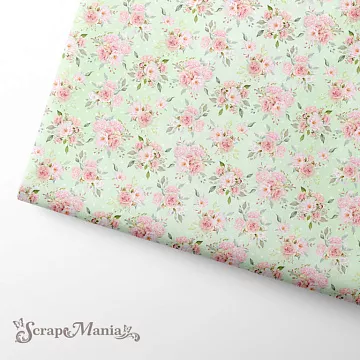 Отрез ткани 75х50 см "Свадебный букет. Цветы на зеленом" (ScrapMania)