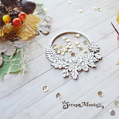 Чипборд "Школьный вальс. Шейкер. Венок из листьев маленький" (ScrapMania)