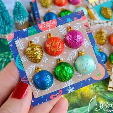 Набор миниатюр "Елочные игрушки", 2х1,5 см, 6 шт (Югарт)