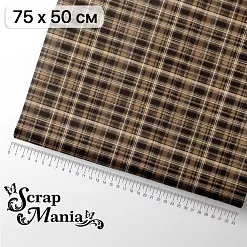 Отрез ткани 75х50 см "Элементарно, Ватсон! Коричневая клетка" (ScrapMania)