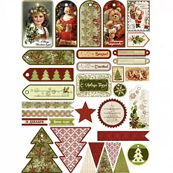 Скрап-карта А4 "Винтажные новогодние ярлыки" (ScrapMania)