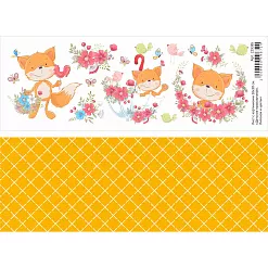 Лист с картинками 10х30 см "Детские приключения. Лисенок и цветы" (ScrapMania)