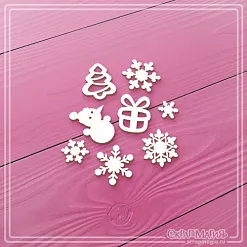 Чипборд "Новогодний микс", 2х1,5 см (СкрапМагия)