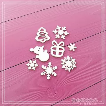 Чипборд "Новогодний микс", 2х1,5 см (СкрапМагия)