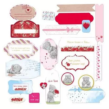 Набор бумажных вырубок "Me to you. Письма о любви. Теги и надписи" (Mr.Painter)