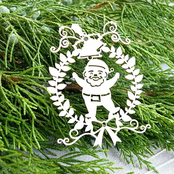 Чипборд "Дед мороз в венке", 5,7х7,6 см (LeoMammy)