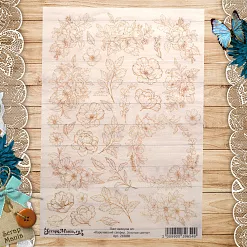 Лист веллума А4 "Королевский сапфир. Золотые цветы" (ScrapMania)