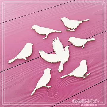 Чипборд "Птицы", 3,5 см (СкрапМагия)
