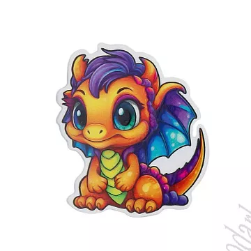 Акриловое украшение "Дракончик оранжевый с сиреневым", 3,8х3,6 см