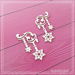 Чипборд "Завитки с подвесками со снежинками", (СкрапМагия) Чипборд "Завитки с подвесками со снежинками", (СкрапМагия)