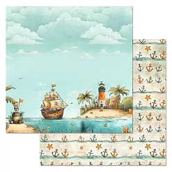 БРАК Бумага "Маленький пират. Корабль" (ScrapMania) ЛЕГКИЙ брак печати