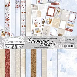Набор бумаги 30,5х30,5 см "Снежная клюква", 12 листов (ScrapMania)
