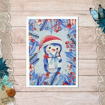 Тканевая карточка "Снеговички. Пингвин" (ScrapMania)