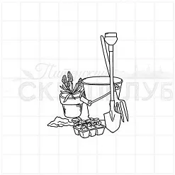 Штамп "Садовая композиция 4", 4,2х5,5 см (Скрапклуб)