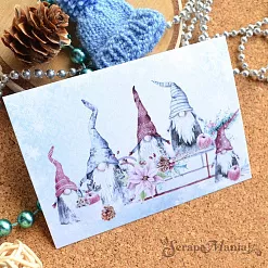 Набор карточек "Новогодние гномы", 7х10 см, 16 шт (ScrapMania)