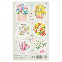 Наклейки 9,5х15,5 "Букеты цветов. Зеленый фон" (Мир открыток)