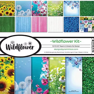 Набор бумаги 30х30 см с наклейками "Wildflower", 12 листов (Reminisce)