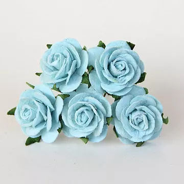 Букет крупных роз "Бирюзовый", 2,5 см, 5 шт (Craft)