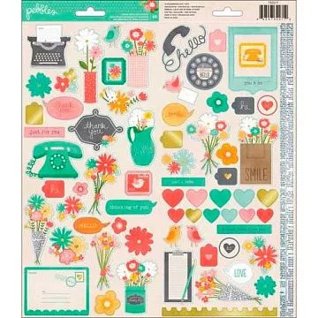 Набор наклеек 33х14 см "Любовь по переписке" (Pebbles)