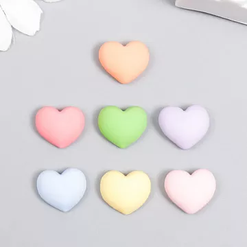 Набор акриловых украшений "Сердце зефирное", цвет микс (АртУзор)