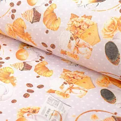 Отрез ткани 48х50 см "Кофе-тайм. Чашечки на сером в горошек" (Артмикс)