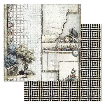 Бумага "Алиса и Чеширский кот. Кроличья нора" (ScrapMania)