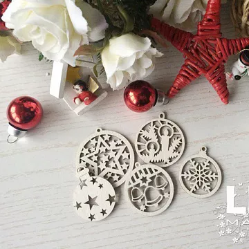 Чипборд "Новогодние шары", 3,8 см (LeoMammy)