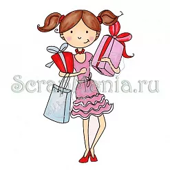 Штамп "Девочка с подарками"