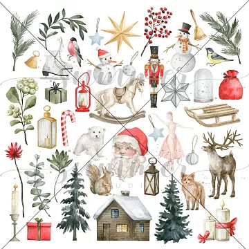 Бумага 30х30 см "Зимние забавы. Лист для вырезания" (Summer Studio)