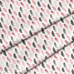 Отрез ткани 79х50 см "Перья черно-розовые" (Cotton)