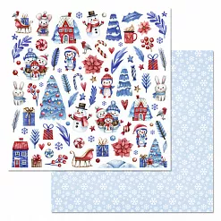 Набор бумаги 30,5х30,5 см "Снеговички", 12 листов (ScrapMania)