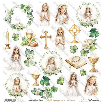 Бумага 30х30 см "White Roses. First Communion Girl 5" (ScrapAndMe)