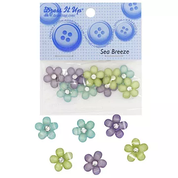 Набор акриловых украшений "Цветок. Зеленый микс", 1,7 см (Dress it up)