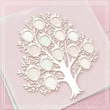 Чипборд "Семейное дерево с рамками", 22х26 см (СкрапМагия)