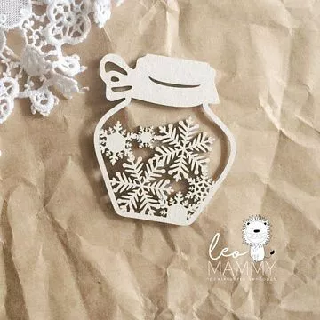 Чипборд "Банка со снежинками", 6х6,3 см (LeoMammy)