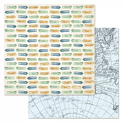 Набор бумаги 20х20 см "Путеводитель", 12 листов (ScrapMania)