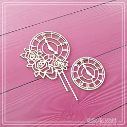 Чипборд "В стране чудес. Декор с часами и розами", 4,8х7,8 см (СкрапМагия)