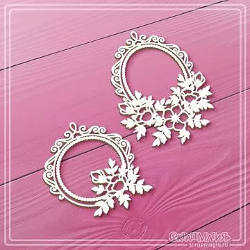 Чипборд "Ажурные рамки с цветами", 4,9х6,4 см (СкрапМагия)