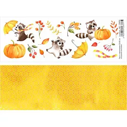 Лист с картинками 10х30 см "Осенние енотики" (ScrapMania)