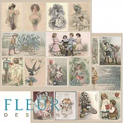 Бумага "Ретро базовая. Открытки" (Fleur-design) Бумага "Ретро базовая. Открытки" (Fleur-design)