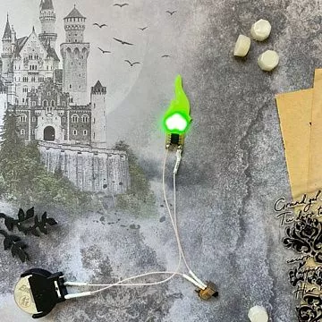 Подсветка "Пламя", модуль с 1 мигающим зеленым светодиодом, сменная батарейка (ScrapIllumination)