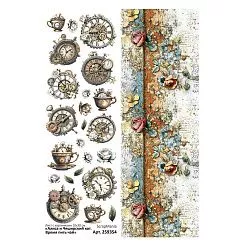 Лист с картинками 10х30 см "Алиса и Чеширский кот. Время пить чай" (ScrapMania)