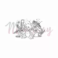 Штамп "Мишка с подарками", 4,7х3,2 см (Memstory)