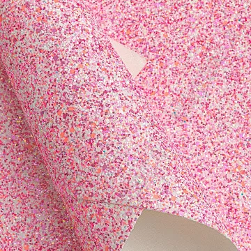 Отрез экокожи А4 "Светящийся в темноте. Блестки. Розовые"